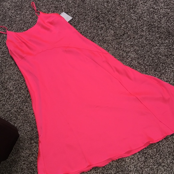 ๐ A NEW DAY Coral Pink Slip Asymmetrical MIDI Dress Size Large | NWT! - Picture 2 of 5